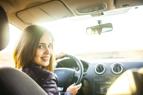 Woman driving  car