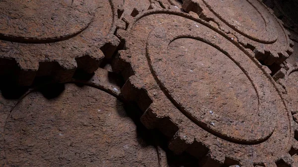 Several rusty vintage gears from an old machine