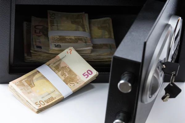Safe Deposit Box, Pile of Cash Money, Euros