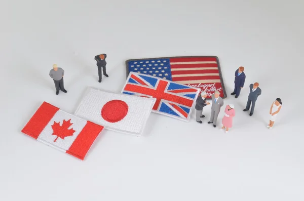 Small business figure with flag