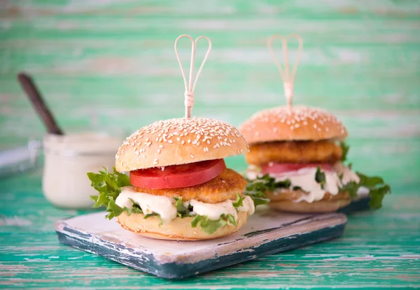 Hamburgers with chicken cutlet