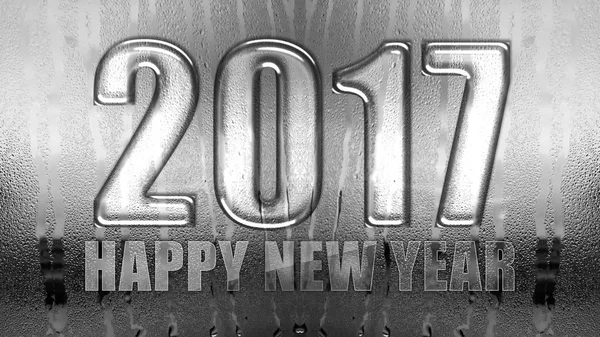 Happy new year 2017 word on rain drop window background