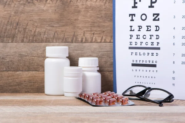 Eye chart and medicine