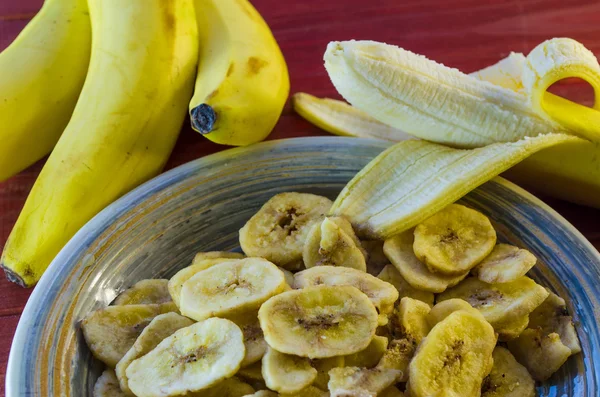 Banana chips in a plate