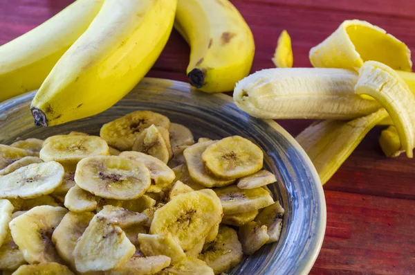 Banana chips in a plate