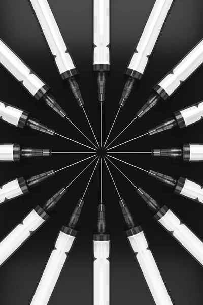 Circular Array of Hypodermic Needles on Black