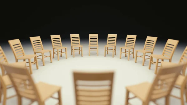 Circle of Chairs in a Dark Space