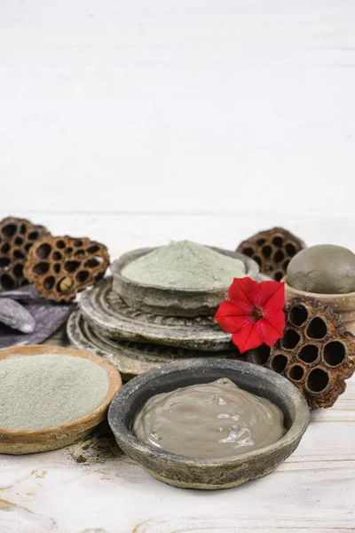 Ancient minerals - green  and blue clay powder and mud mask for