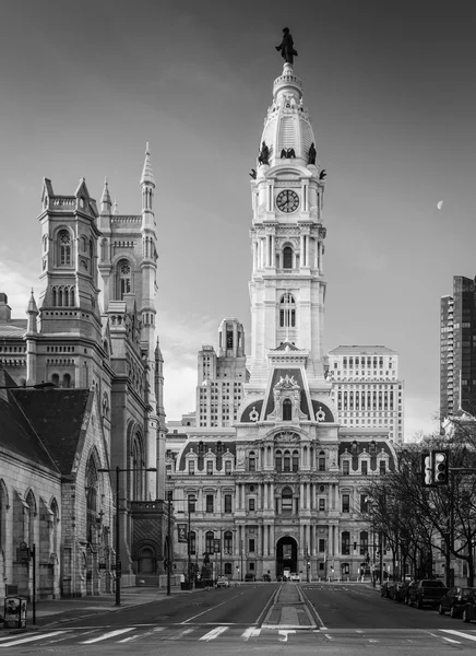 Philadelpha - April 2015, USA: City Hall building in Philadelphia city center, black and white