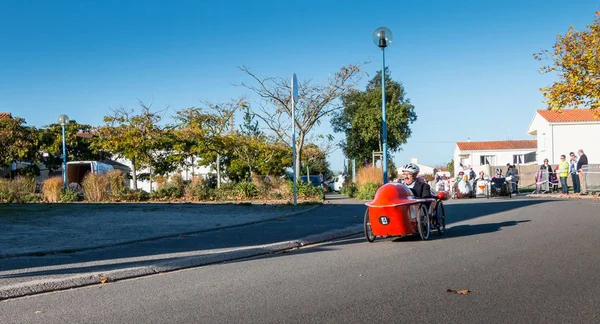 Drivers pedal car for a traditional race