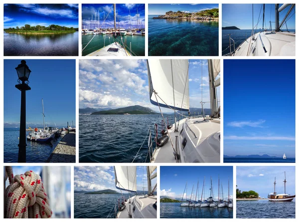 Collage the theme yacht and travel