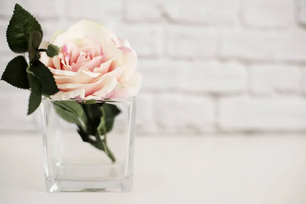 Pink Rose Mock Up. Styled Stock Photography. Floral Styled Wall Mock Up. Rose Flower Mockup, Valentine Mothers Day Card, Giftcard, White Desk Mockup