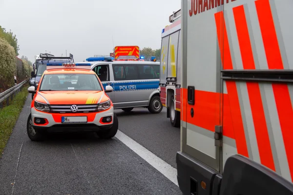 German emergency doctor car stands on freeway a2