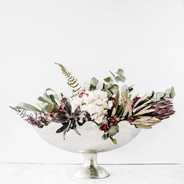 Beautiful flat lay floral composition