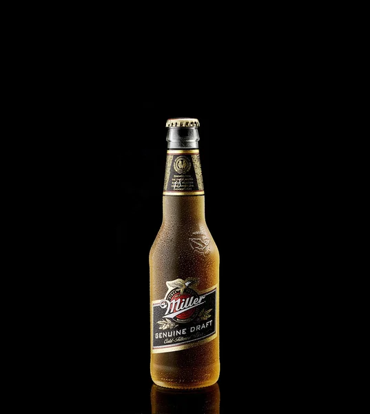 POLTAVA, UKRAINE, SEPTEMBER 30, 2016:Miller Genuine Draft is the original cold filtered packaged draft beer, a product of the Miller Brewing Company owned by SABMiller.