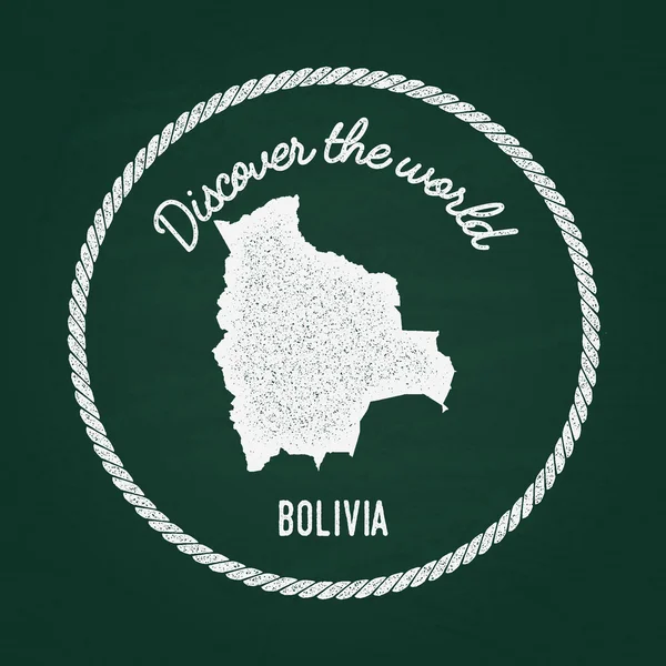 White chalk texture vintage insignia with Plurinational State of Bolivia map on a green blackboard.