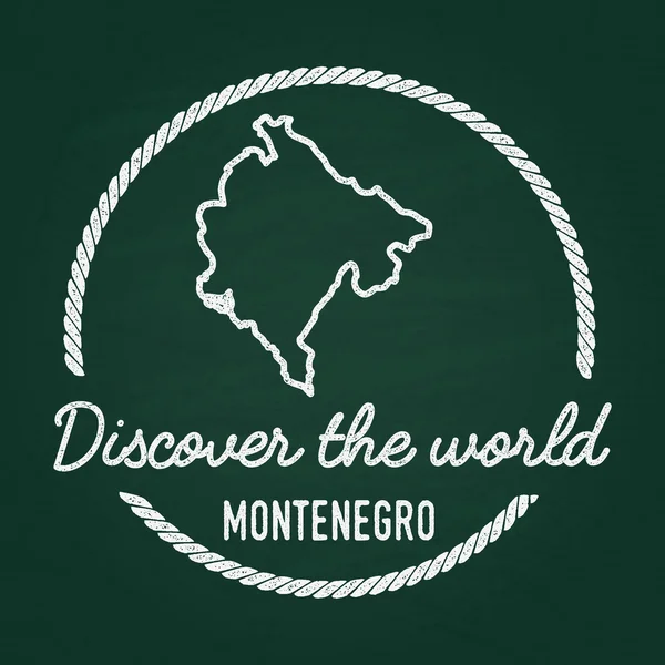 White chalk texture hipster insignia with Montenegro map on a green blackboard.