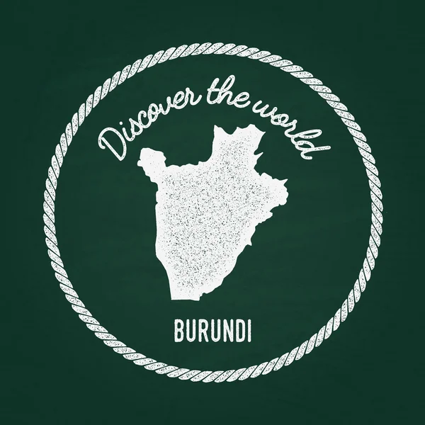 White chalk texture vintage insignia with Republic of Burundi map on a green blackboard.