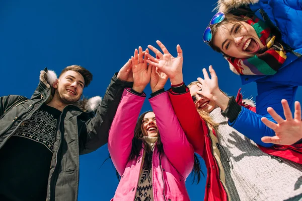 Young people on winter day