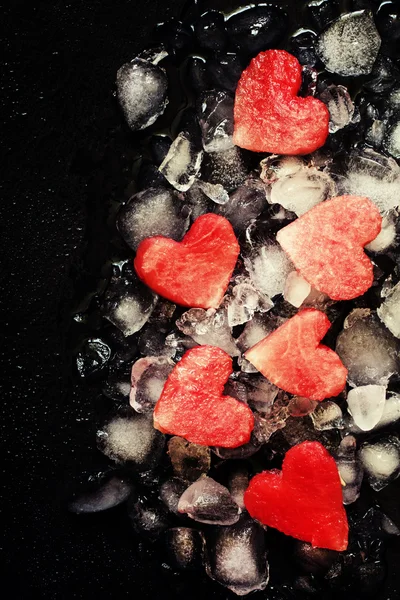 Red sweet watermelon hearts