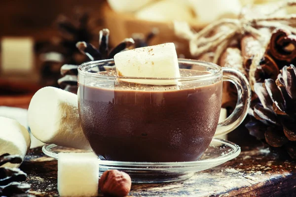 Liquid chocolate with marshmallows