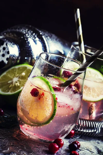 Cranberry lemonade with lime and ice
