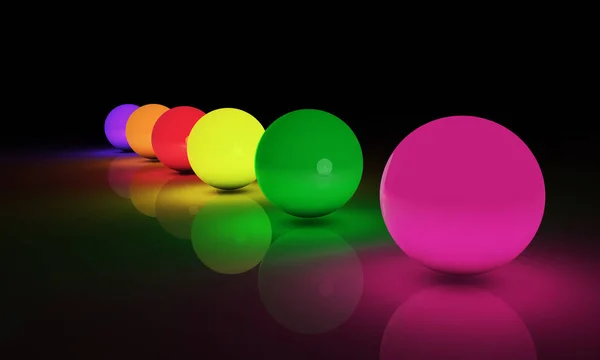 Marble shapes with colors against a black background and reflect