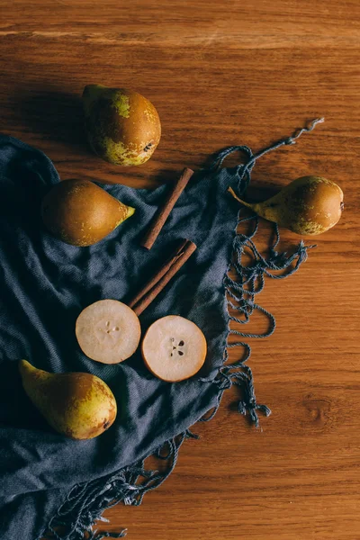 Pears on wooden rustic table