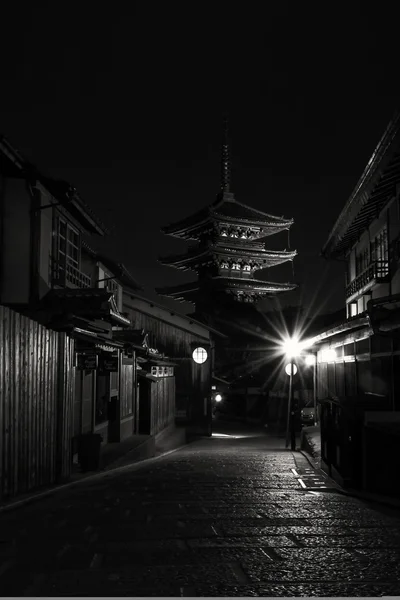 Japan Kyoto - Street in the night. (black and white)