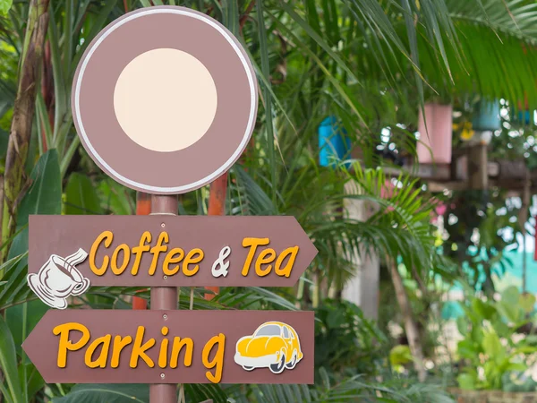 Outdoor Signs, coffee and tea Signs, Parking Signs, in the Garden .