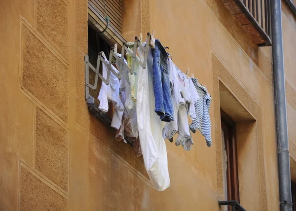 Hung up clothes in a window