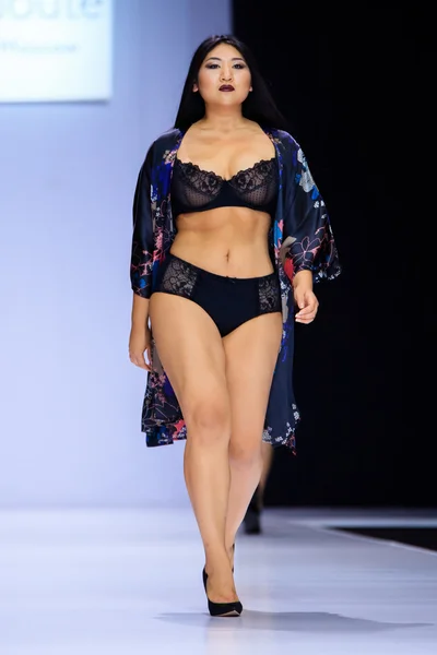 Plus size model walk runway for LA REDOUTE & PLUS-SIZE MOSCOW catwalk at Spring-summer 2017 Moscow Fashion Week.