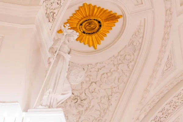 Details of the interior view of the Georgievsky hall in the Grand Kremlin Palace in Moscow. Built in 1849, the palace is the official residence of the President of Russia.