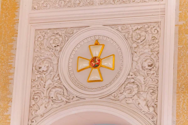Details of the interior view of the Georgievsky hall in the Grand Kremlin Palace in Moscow. Built in 1849, the palace is the official residence of the President of Russia.
