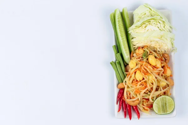 Vegetable festival as  spicy papaya salad with mixed vegetable call \