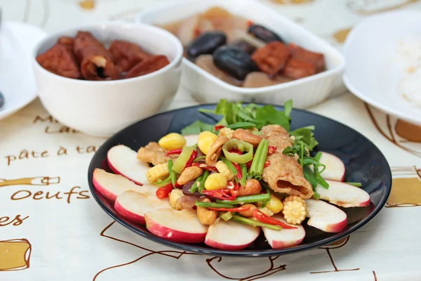 Chinese Vegetable festival  food as fried cashews nut and ginkgo with mixed vegetables,  \