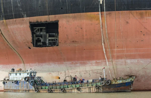 Workers of old ship breaking yard in Bangladesh