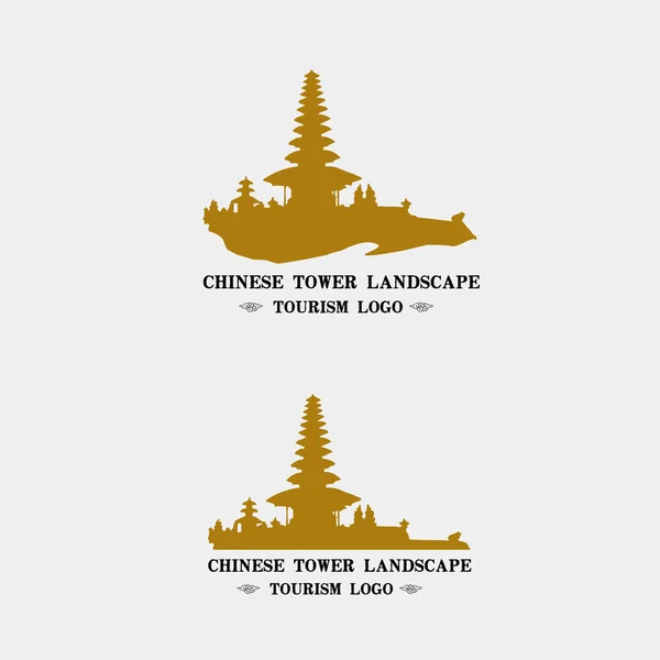 Chinese classical landscape / building / tower / mountain villa silhouette vector material