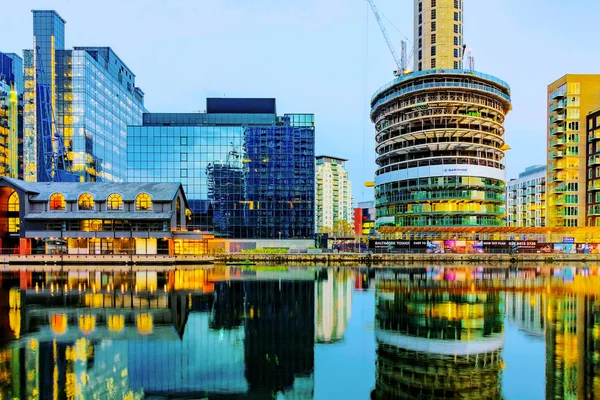 Canary wharf financial district at night