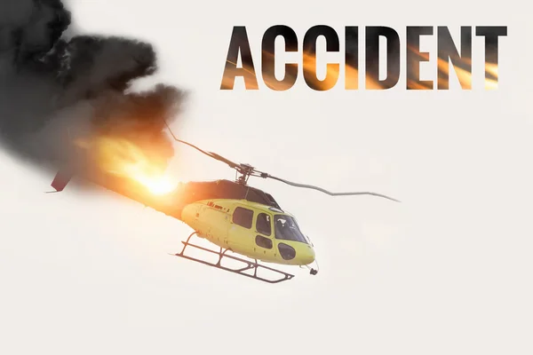 Air Crash. Burning falling helicopter