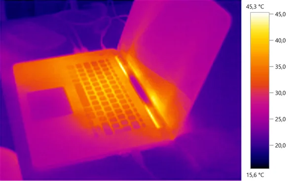 image photo thermal, laptop, color scale