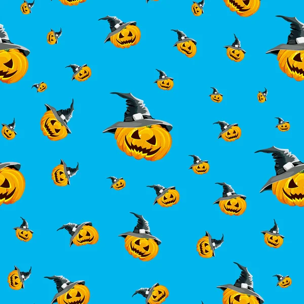 Seamless background for the holiday Halloween pumpkin, blue.