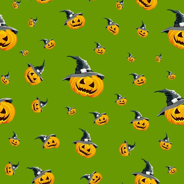 Seamless background for the holiday Halloween pumpkin in the hat.