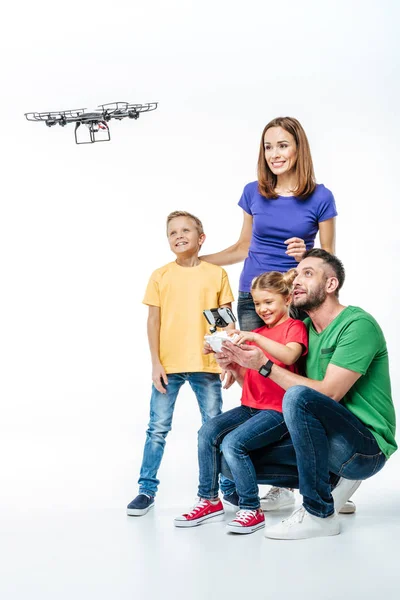 Family using hexacopter drone