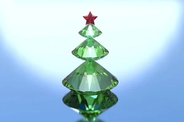 Green diamonds christmas tree with a red star