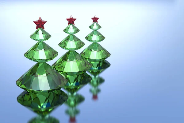Green diamonds christmas trees with a red stars