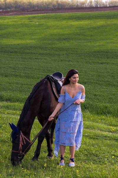 Mujer joven con caballo —  Fotos de Stock