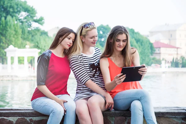 young women with tablet