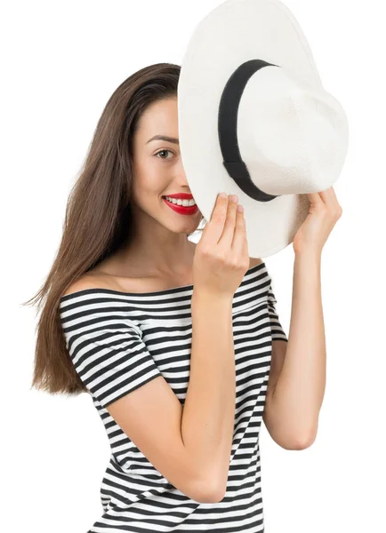 Hermosa mujer con sombrero — Foto de Stock