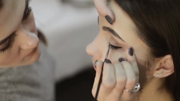 Stylistin beim Make-up — Stockvideo